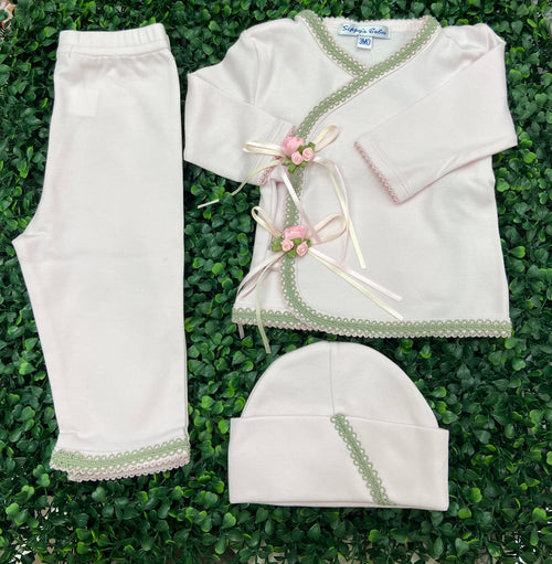 Sippy Baby Girls’ Pima Cotton Rose Garden 3pc Outfit-Rose