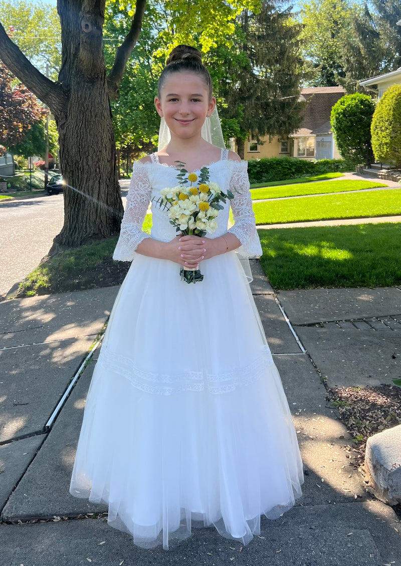 Macis Design Full Length Long Sleeve Communion Dress 1965 Sara's Children's Boutique Macis Design Full Length Long Sleeve Communion Dress 1965 Sara's Children's Boutique