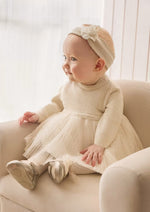 Mayoral Baby Girls' Knit Tulle Champagne Dress 2858