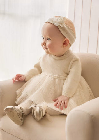 white christmas dresses Ribbed Knit Mini Dress with Gold Button Front – Champagne, L main image 0