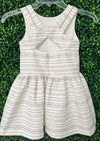 Mayoral Girl's Organdy Stripe Ivory Party Dress - 3919