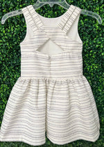 Mayoral Girl's Organdy Stripe Ivory Party Dress 3919