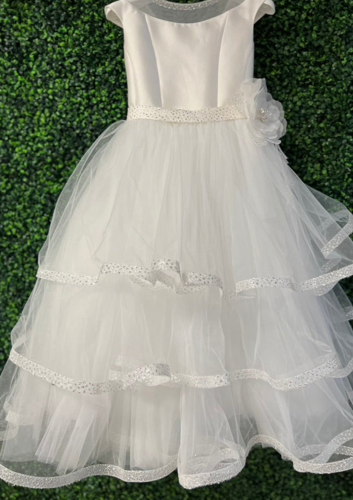 Michelina Bimbi Tiered Sparkle Edge Amore Dress With Satin Bodice 3609