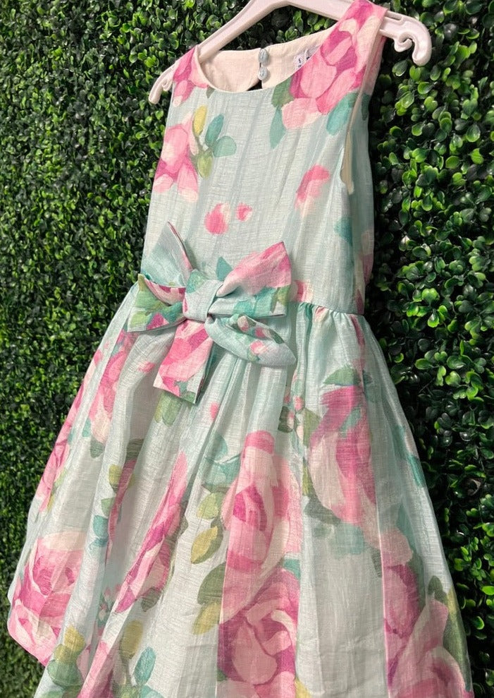 Mayoral Girl's Printed Aqua Party Dress - 3913