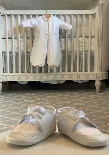 Piccolo Bacio Boys' Baptism White Jacquard Nunziato Silk Couture Set