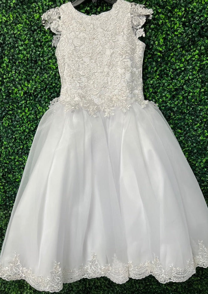 Nan & Jan Lace and Tulle Communion Dress with Rhinestones - Olivia