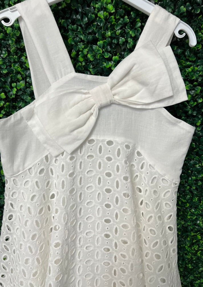 Mayoral Girl's White Cotton Eyelet Trapeze Dress 3916 Sara's Children's Boutique Mayoral Girl's White Cotton Eyelet Trapeze Dress 3916 Sara's Children's Boutique