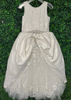 Piccolo Bacio Custom Made Couture Metallic Lace Applique Communion Dress Emily