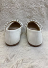 Girls MaryJane White Shoe with Pearl Strap S133
