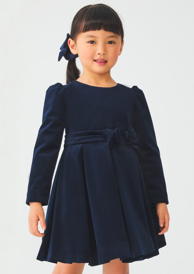 Abel & Lula Girls’ Navy Velvet Dress 5533 6 / Navy