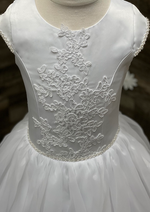 Nan & Jan Corded Lace and Tulle Communion Dress with Border Lace 32041