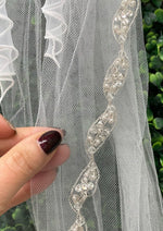 Nan & Jan Organza Bow Veil with Cascade Ribbon and Bead Trim - R56-3776-2