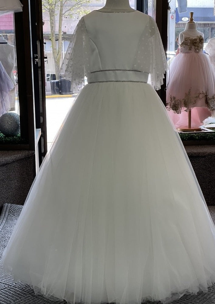 communion dresses italian designer Long Sleeve and Silk Organza Made In Italy Communion Dress 6 / Off White