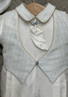 Piccolo Bacio Boys' Silk Outfit with Pale Blue Vest Felix