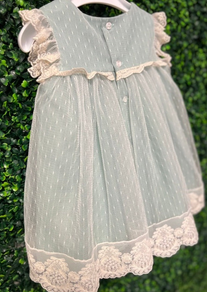 Abel & Lula Girl's Lace Sage Vintage Dress 5006