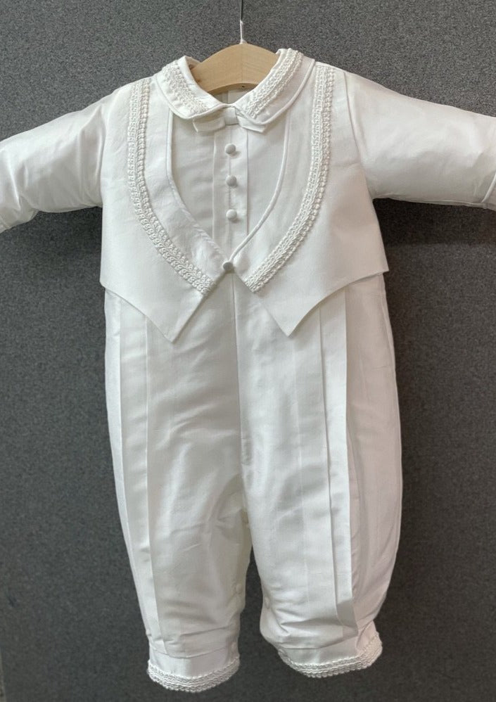 Piccolo Bacio Boys' Frankie Baptism Outfit with Corded Vest