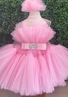 Moon and Star Girl's Pink Tulle Party Dress