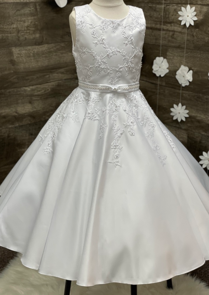 Sweetie Pie Delicate A-line Embroidered Communion Dress Athena Sara's Children's Boutique Sweetie Pie Delicate A-line Embroidered Communion Dress Athena Sara's Children's Boutique