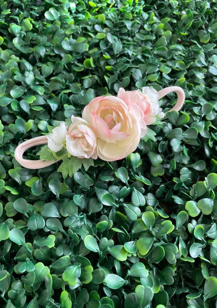 Girls’ Pink Cabbage Rose Headband