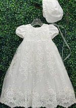 Princess Daliana Embroidered and Pearl Christening Short Gown -Y2051U