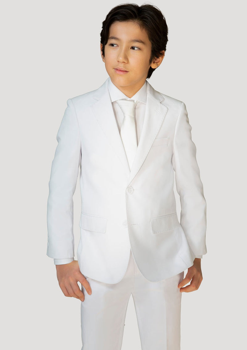 Boys’ White 2 Button Suit
