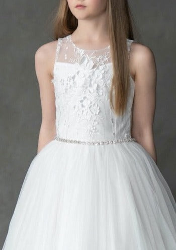 Teter Warm Floral Bodice Gown With Sheer Neckline and Back -DS02