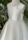 Mikado and Tulle Flower Girl Dress with Keyhole Back