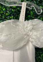 Christie Helene Matera Custom Made Couture Silk and Tulle Gown With Lace Shoulder