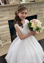 Sweetie Pie Scroll Lace Tulle Gown with Circular Skirt and Stunning Back- 4053