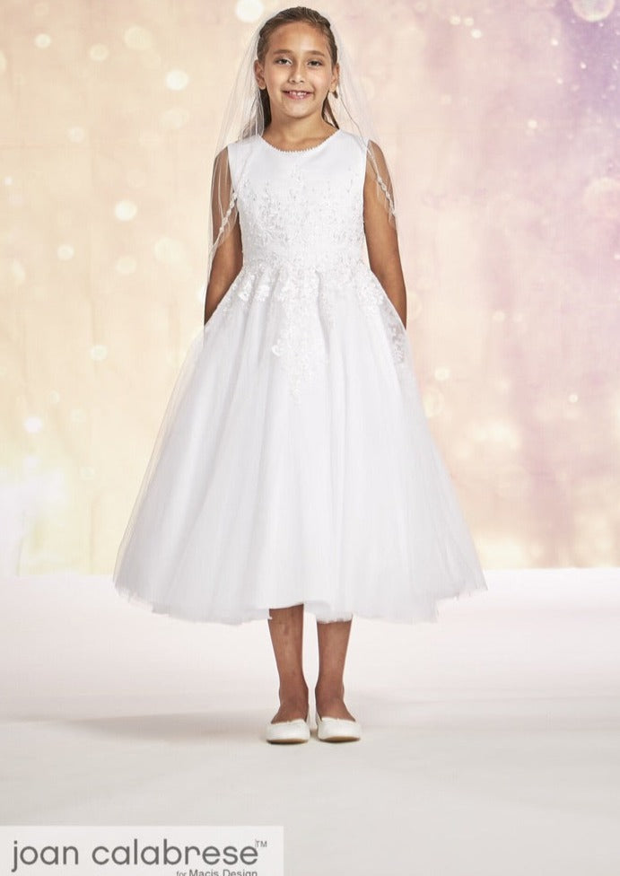 Joan Calabrese White Lace Bodice Communion Dress 123306 7X / White Joan Calabrese White Lace Bodice Communion Dress 123306 7X / White