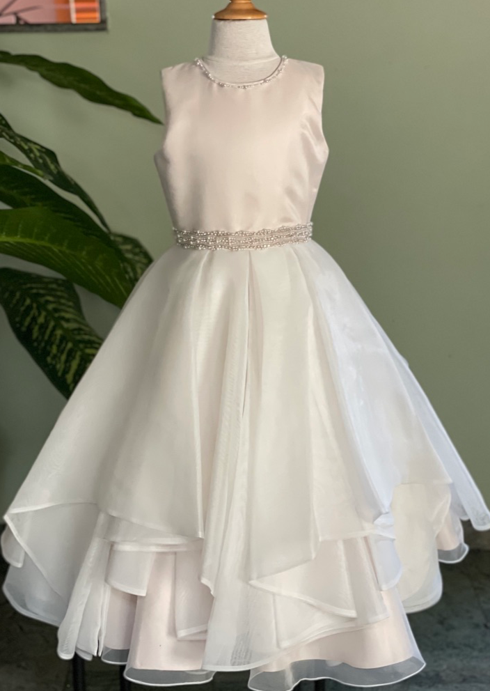 Organza Dress with Tiered Skirt
