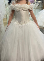 Christie Helene Matera Custom Made Couture Silk and Tulle Gown With Lace Shoulder