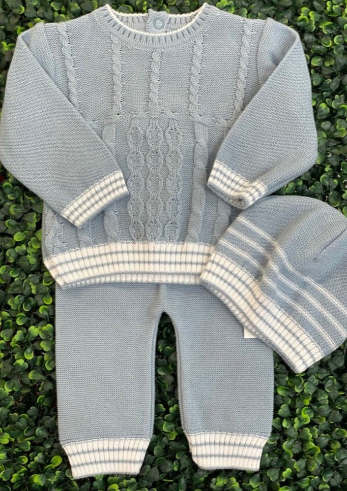 Dolce Goccia Boys Knit Cotton 3 pc Outfit