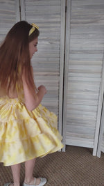 Nunzia Corinna Yellow Butterfly Ruffled Dress with Headband 6784