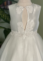 Mikado and Tulle Flower Girl Dress with Keyhole Back