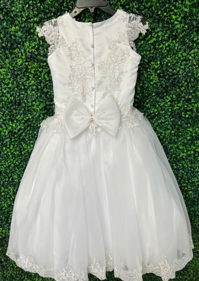 Satin 3 Flower Dress-Ivory – Mommies Best Mall