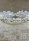 Anja's Dream Mother of Pearl and Rhinestone Crown With Organza Curls