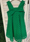 Mayoral Girl's Green Cotton Eyelet Trapeze Dress 3916