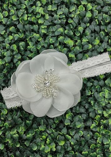 Ansonia Bridal Veils Little Girls’ Lace Headband - Flower Petal & Pearl