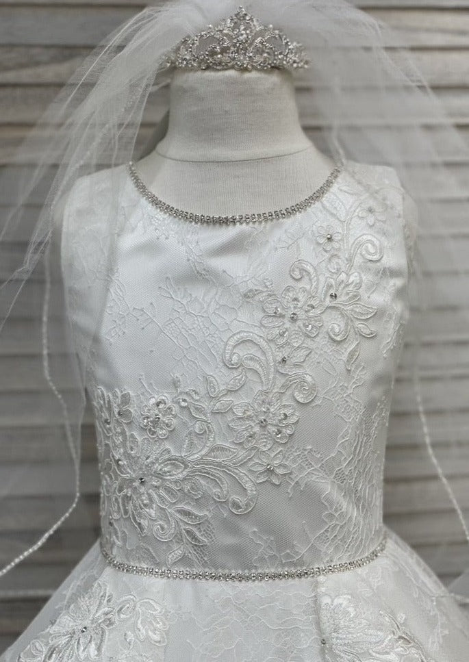 Macis Design Embroidered Lace Cascade Communion Gown - 1962