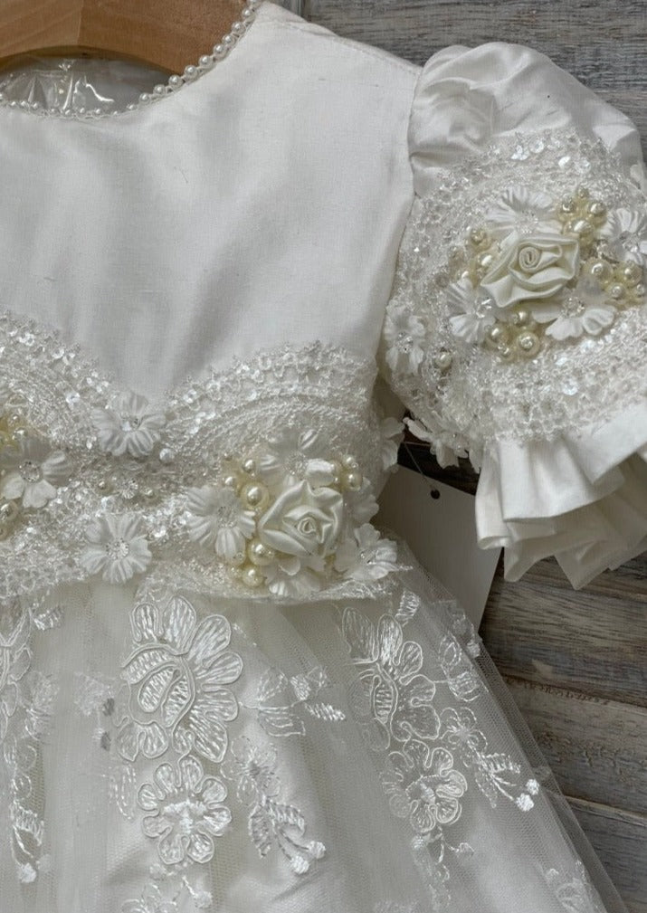 Piccolo Bacio - Corded Lace and Silk Christening Gown - Vanessa