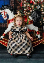 Swea Pea & Lilli Black and Gold Plaid Holiday Dress C546