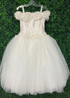 Christie Helene Matera Custom Made Couture Silk and Tulle Gown With Lace Shoulder