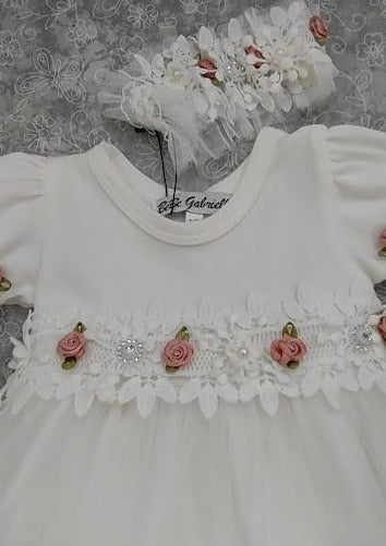 Bebe Gabrielle Ivory and Roses Dress/Changing Outfit