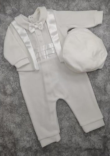 Bimbalo Boys’ One Piece Baptism Changing Outfit with Cap - Ivory