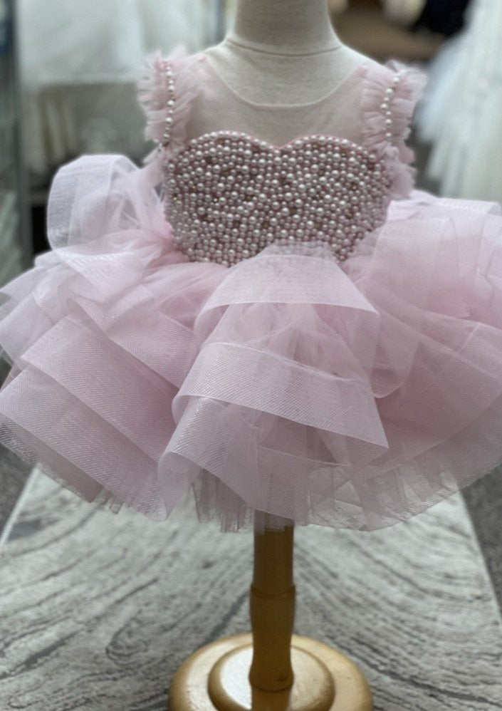 Girls True Pink Pearl Party Dress 4 / Pink Girls True Pink Pearl Party Dress 4 / Pink