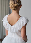 Teter Warm White Cascade Sleeve Lace Bodice Long Gown ES07
