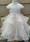 Princess Daliana Pink Tulle Gown with Cascading Flowers - 9011071