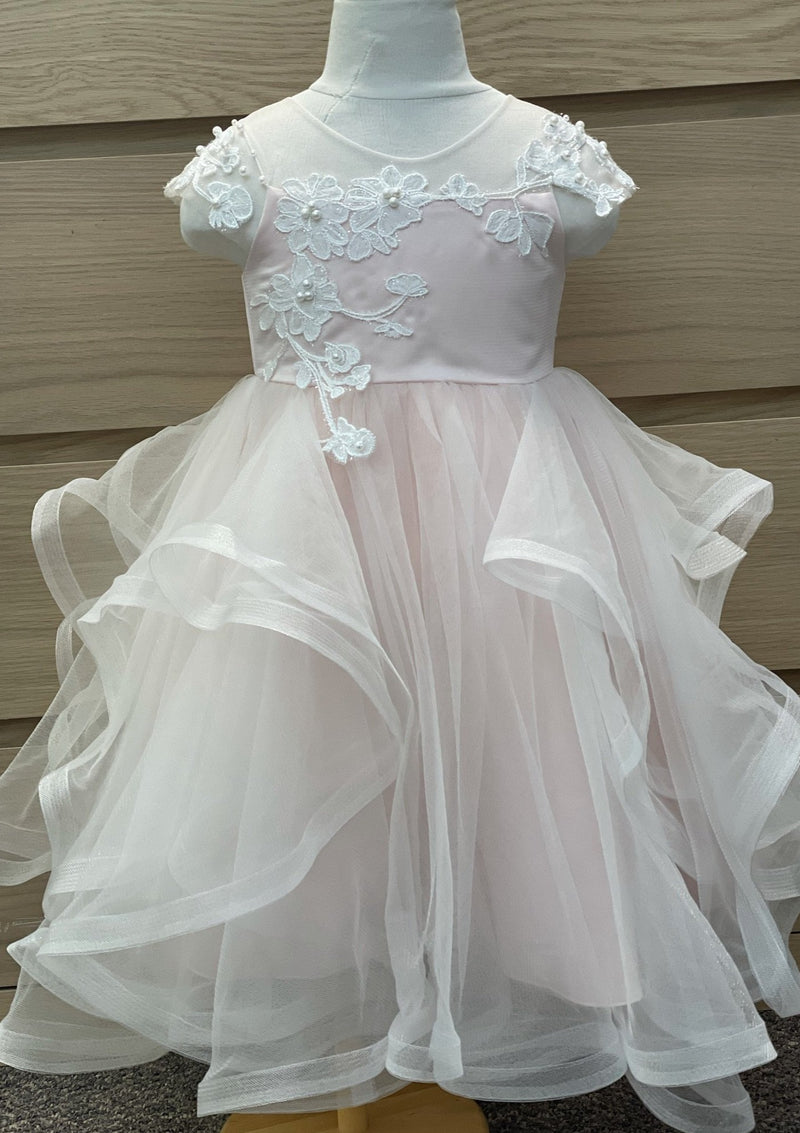 Princess Daliana Pink Tulle Gown with Cascading Flowers - 9011071