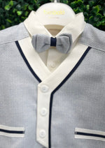 Bimbalo Boy's 5 Piece Light Blue & White Vest Outfit with Cap
